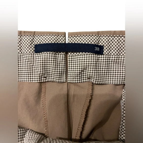 INCOTEX Solid Khaki Brown 100% Cotton Mens Luxury Flat Front Pants Trousers - 38 - Picture 6 of 11